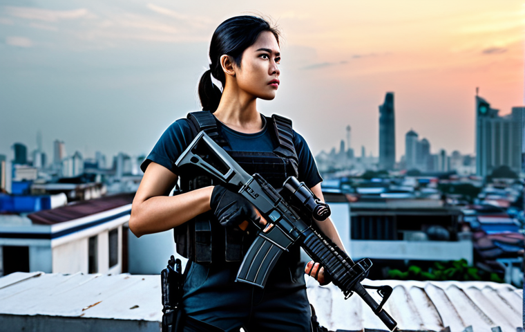 무료 FPS 게임과 유료 FPS 게임의 차이 - **

A fully clothed female character in tactical gear, appropriate attire, holding a modern assault ...