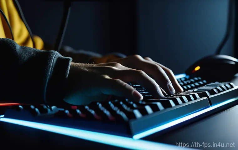 FPS 게임에 적합한 프로젝터 리뷰 - A wide shot, slightly over the shoulder of a young adult gamer, intensely focused on a massive, vivi...